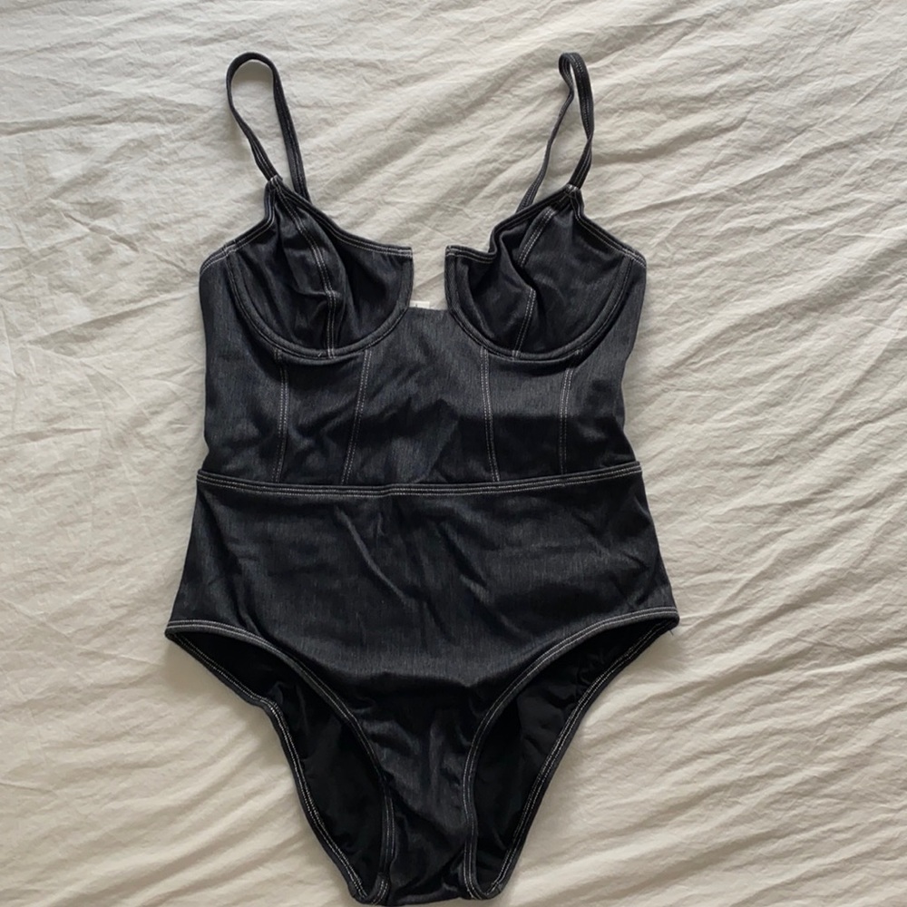 NWT Solid & Striped Denim One Piece Swimsuit